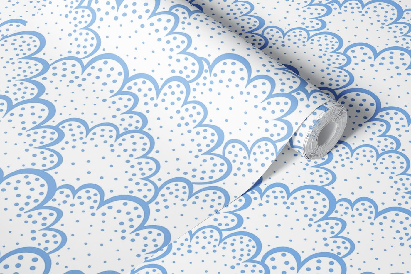 Blue Dotted Clouds wallpaper roll