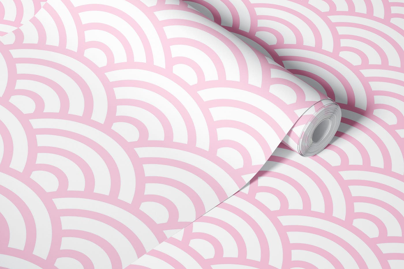 Seigaiha wave motif 7 Pink wallpaper roll