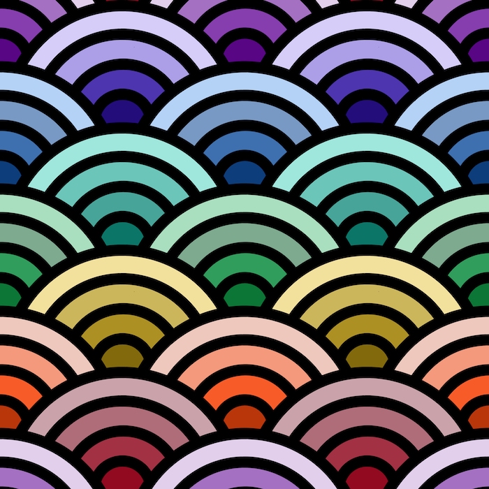 Seigaiha wave motif in Rainbow Colors 1 wallpaper | Happywall