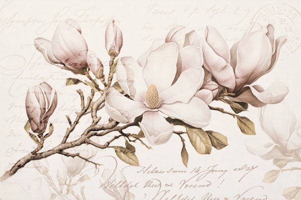 Magnolia Spring Romance Nostalgic Flower Art