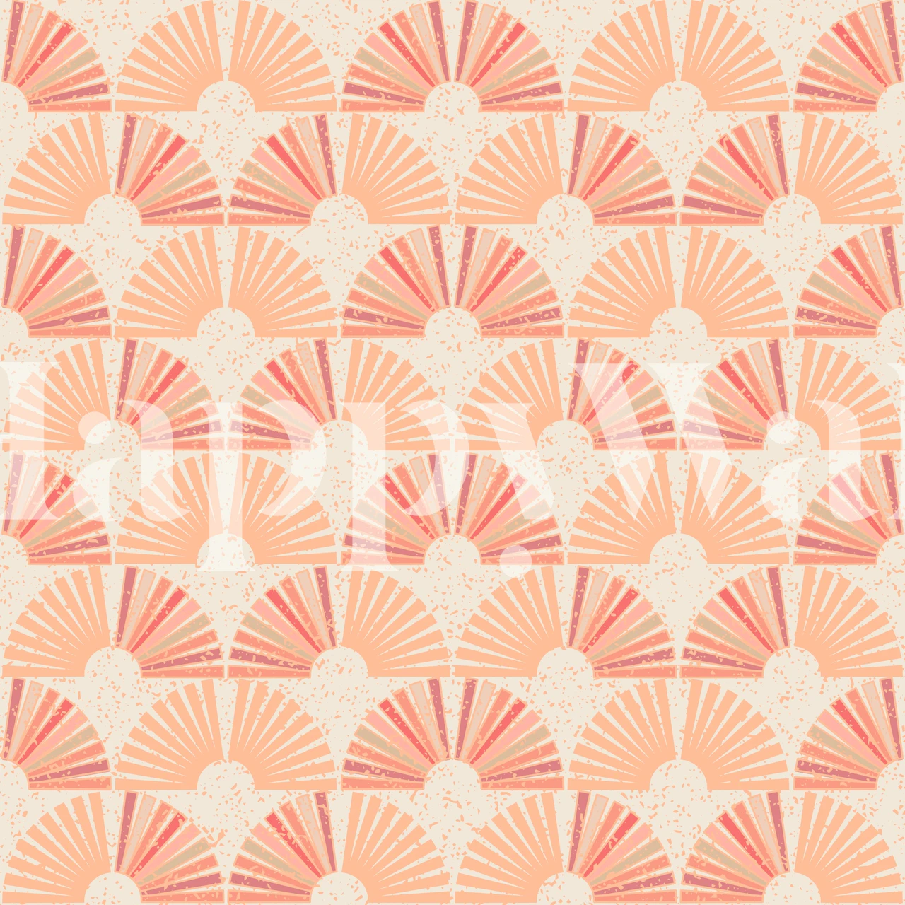 Retro Petal wallpaper in peach and coral colors with scalloped patterns
