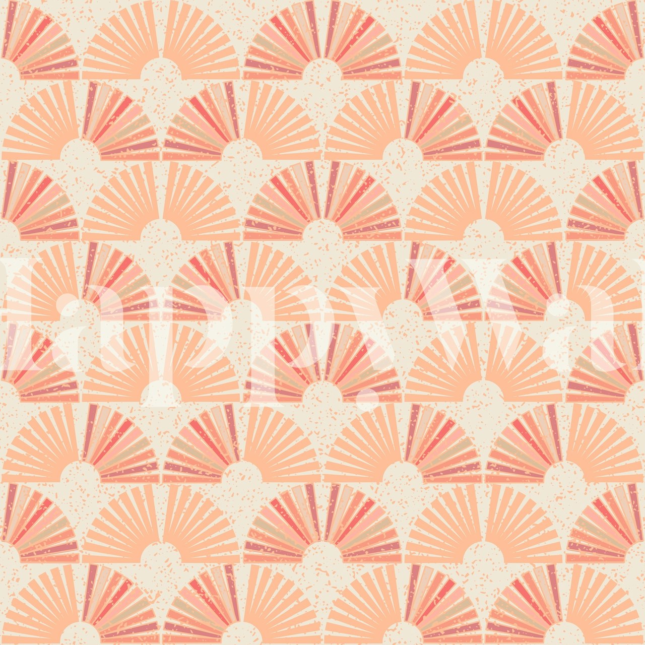 Art Deco fan pattern in peach and pink colors wallpaper