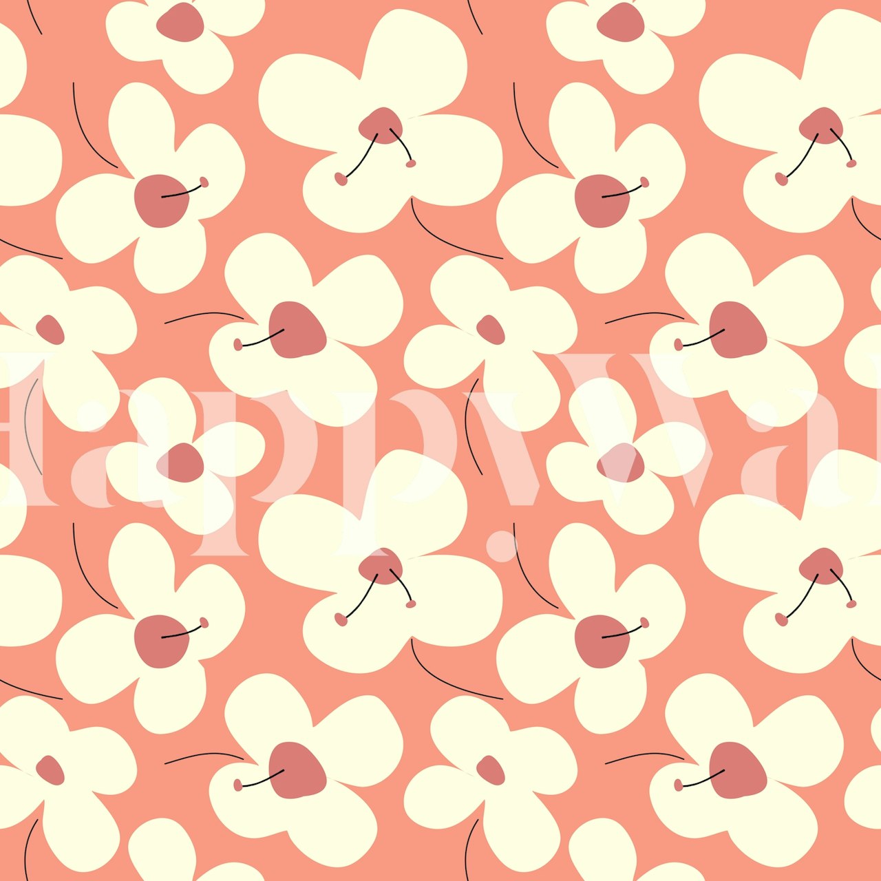 Overdimensjonerte hvite blomsterblomster på en varm korallbakgrunn