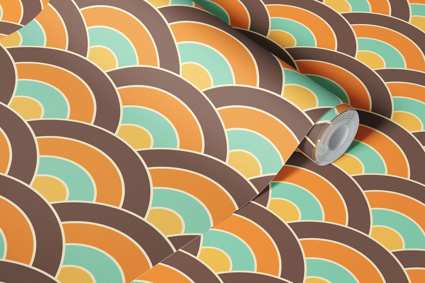 Seigaiha wave motif in Vintage Colors wallpaper roll