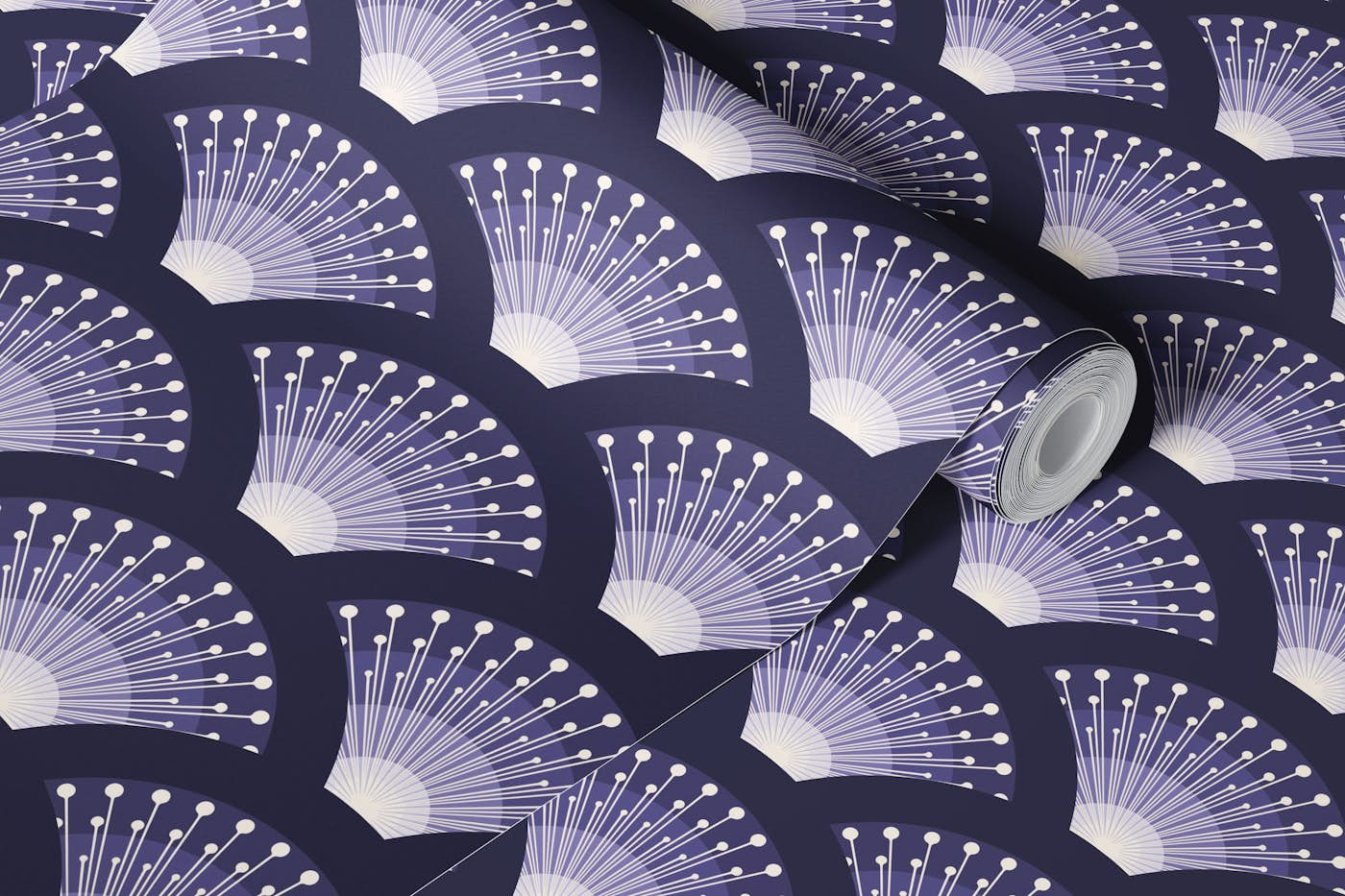 Stelar Indigo Seigaiha wave motif wallpaper roll