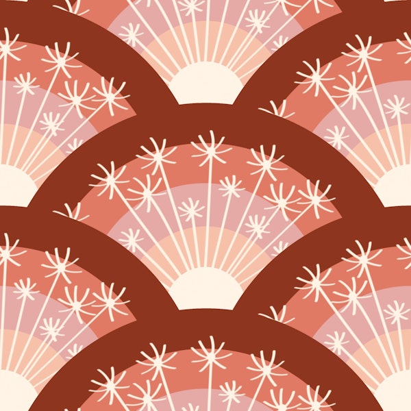 Magic Dandelion Retro Seigaiha wave motif
