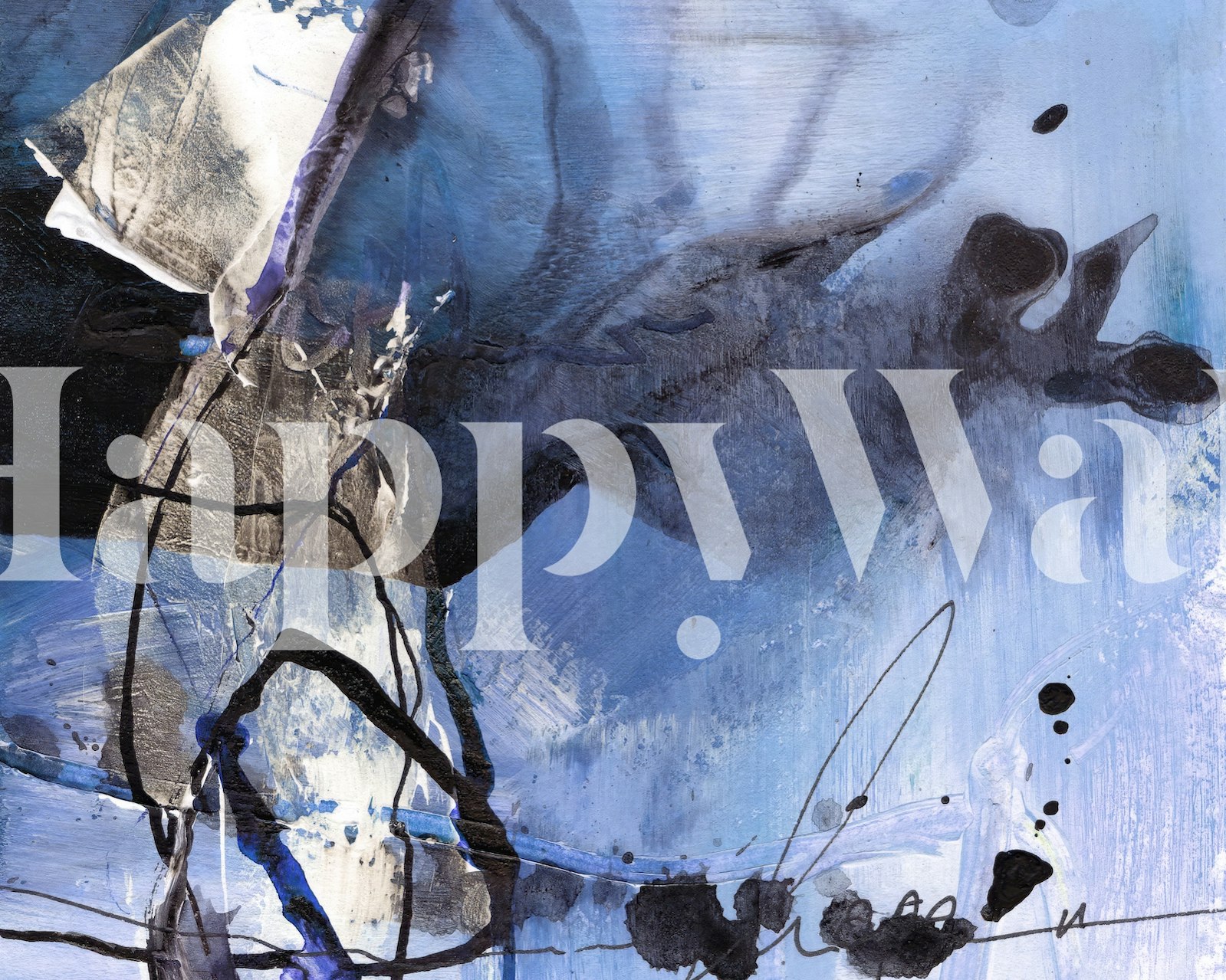 Ocean Tales Abstract Blue Impressions ταπετσαρία σε ένα δωμάτιο