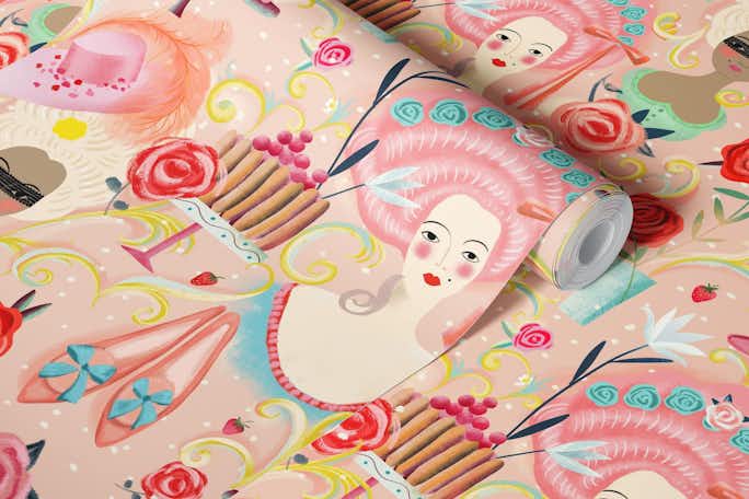 sweet rose rokoko flourishwallpaper roll