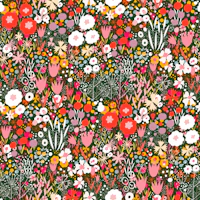 summer garden meadow ditsy dark wallpaper