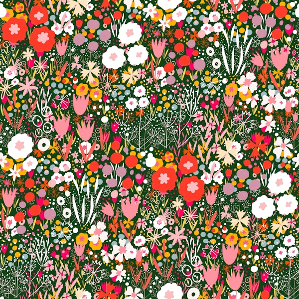 summer garden meadow ditsy dark