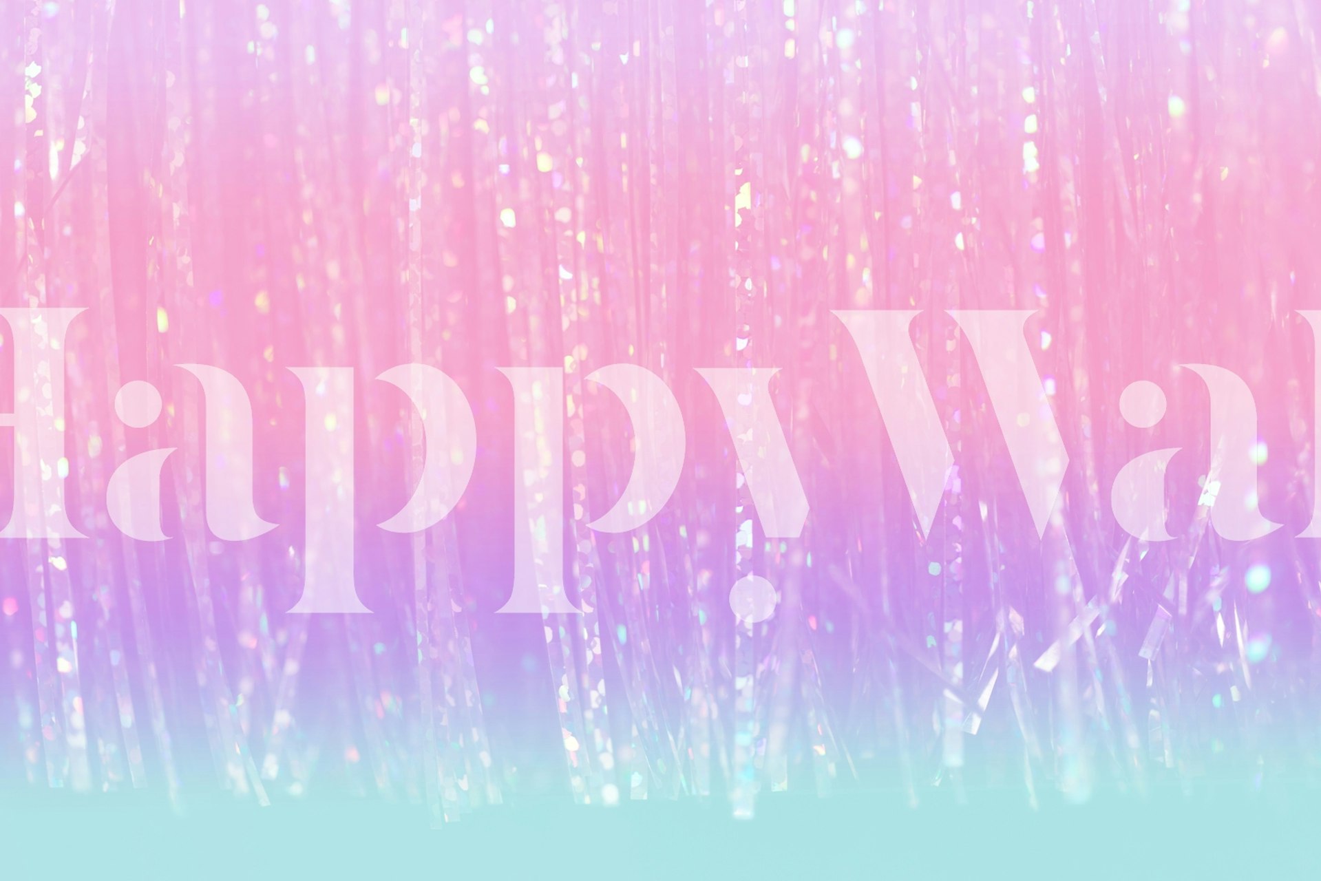 Pastel gradient wall mural with sparkling tinsel effect resembling a magical unicorn mane