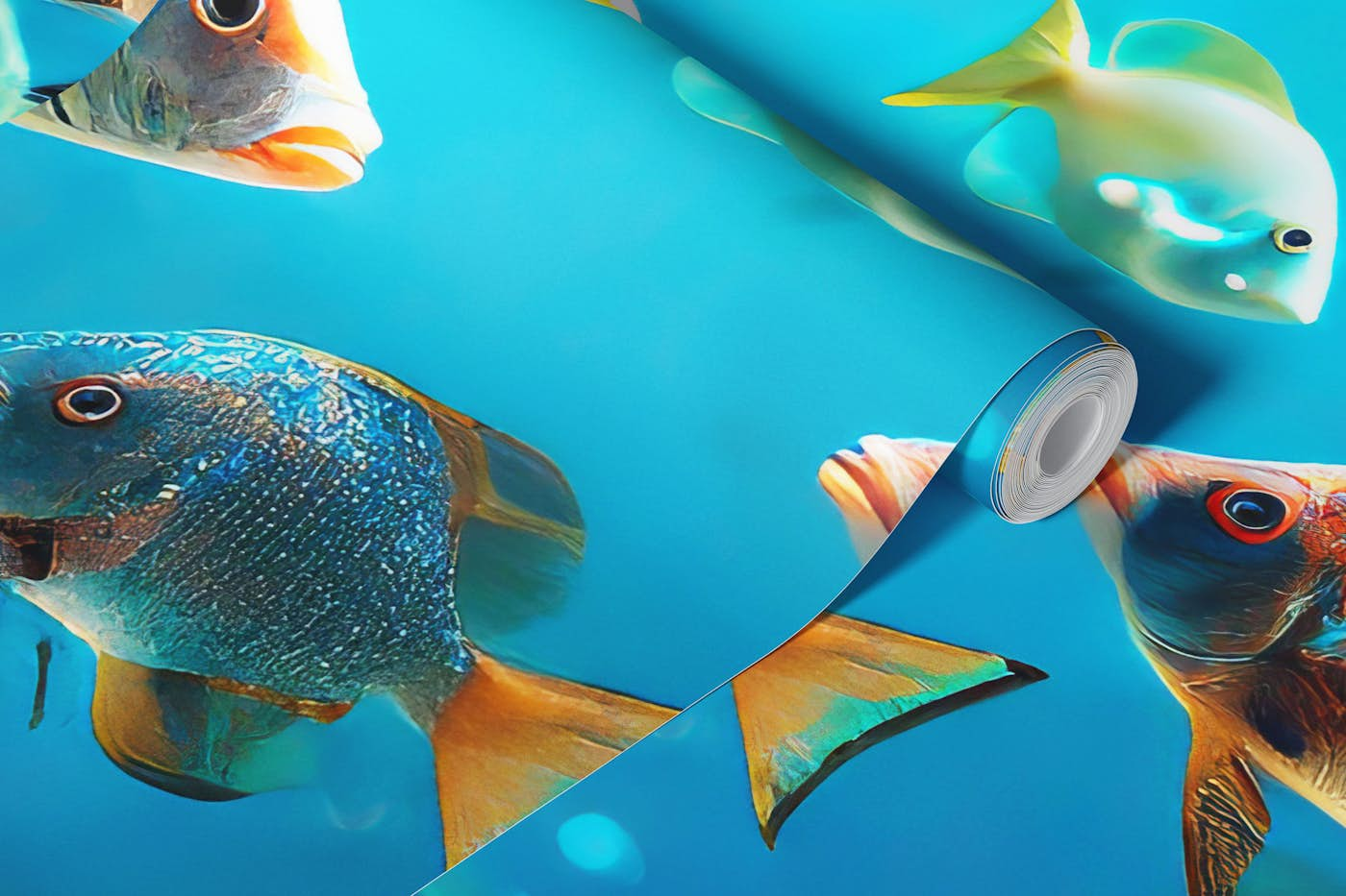 Colorful fish world wallpaper roll