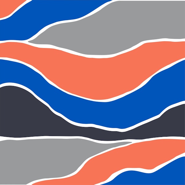 Navy Blue Rust Orange Cement Abstract Art