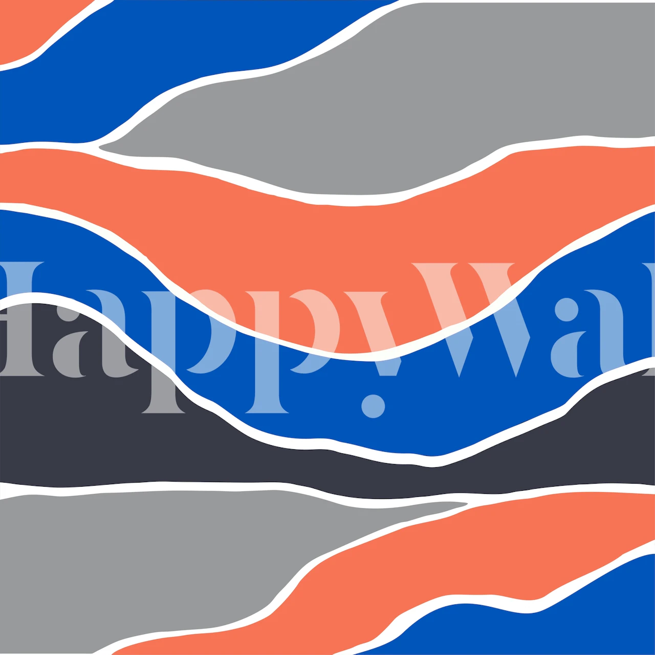 Navy blue and rust orange abstract lines on a grey background wall mural