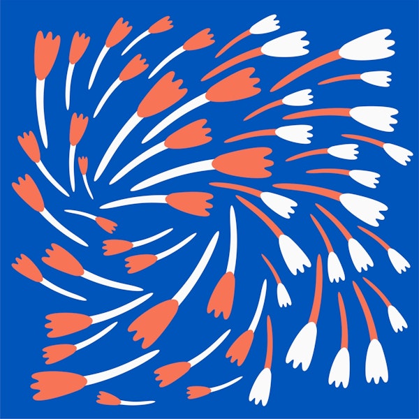 Floral Pattern in blue orange and white