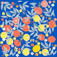French garden citrus abstract carta da parati