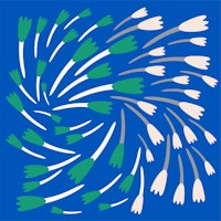 Naive tulips wall decor in blue wallpaper