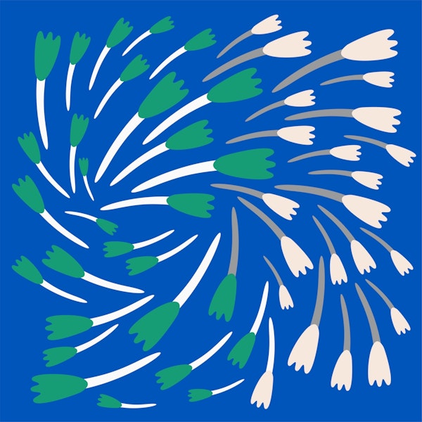 Naive tulips wall decor in blue