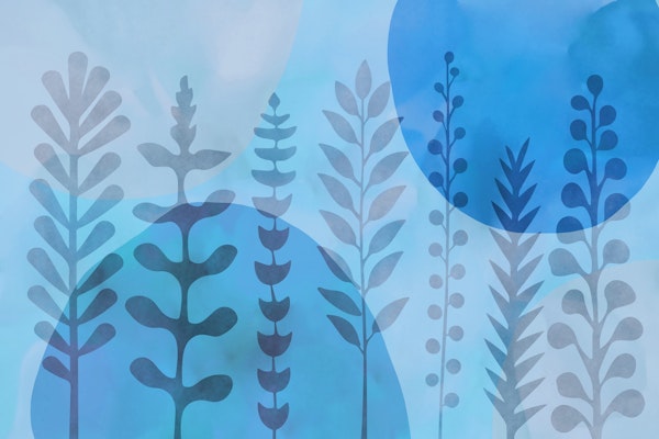 Whimsical Nature Shapes Fresh Blue