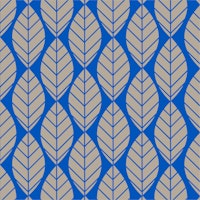 Cobalt blue tan beige leaves tapet