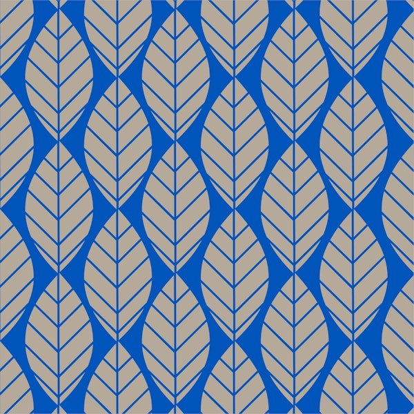 Cobalt blue tan beige leaves