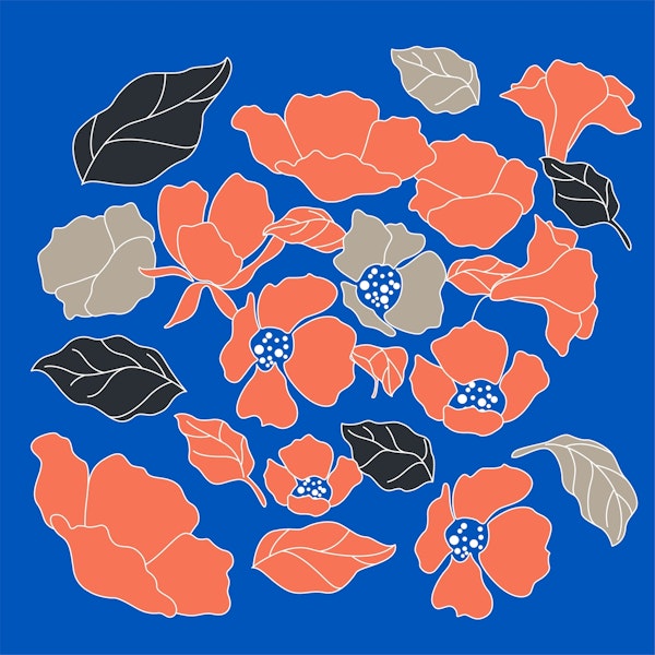 Poppy rust orange floral art