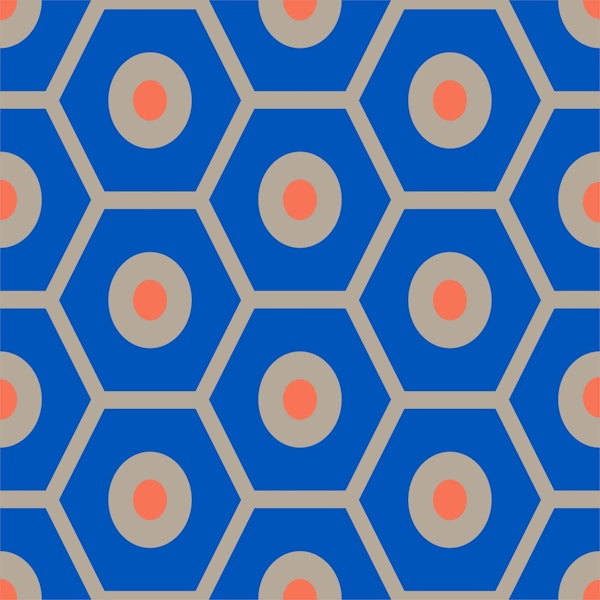 Cobalt blue hexagon graphic pattern