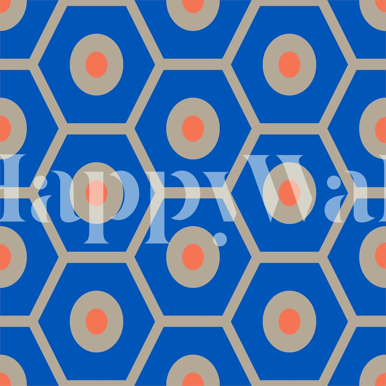 Cobalt blue hexagon graphic pattern papel pintado