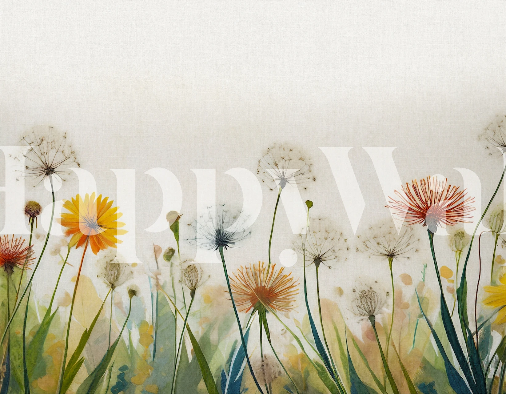 Spring meadow wallpaper with dandelions