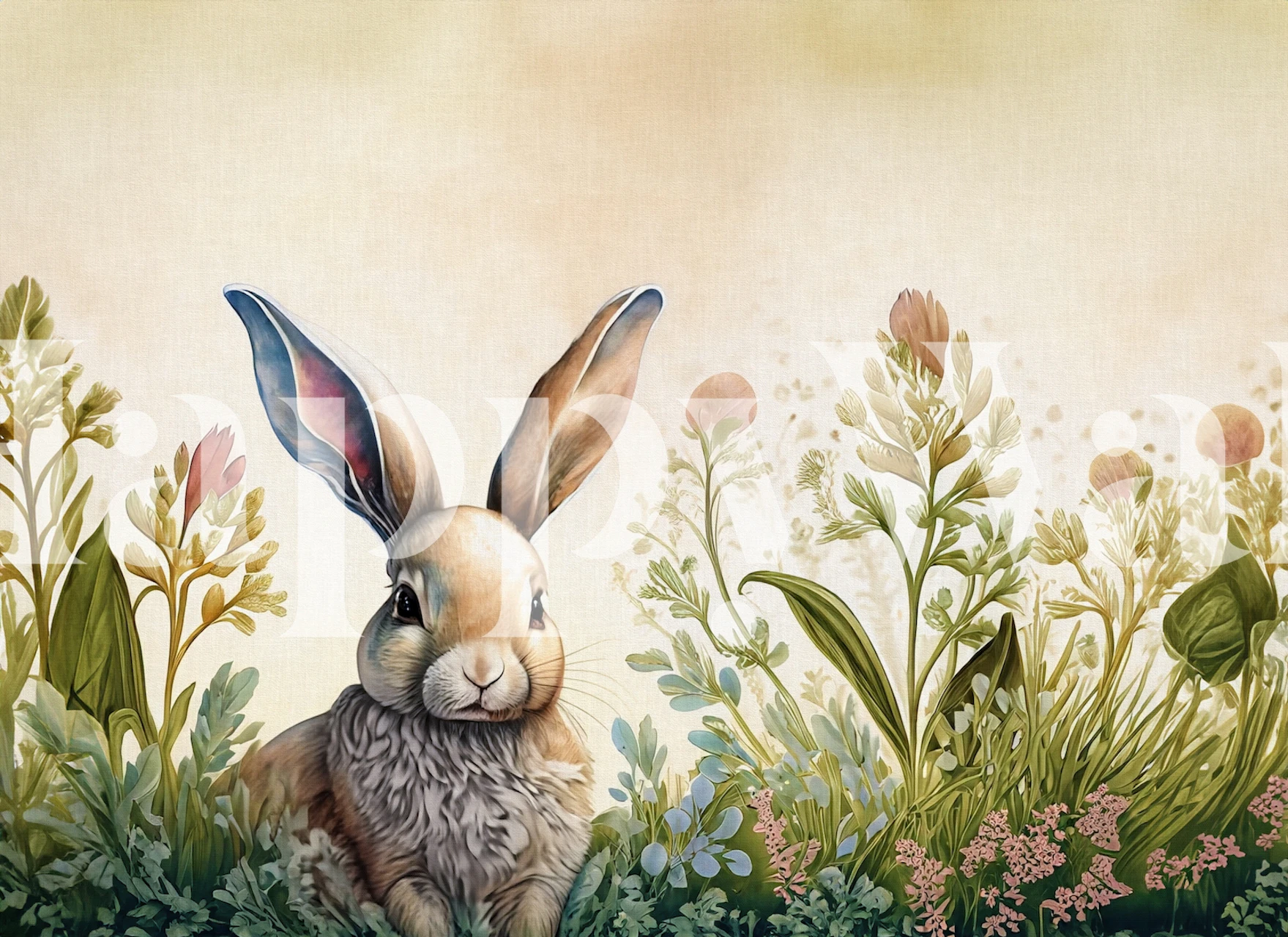 the little rabbit tapet i ett rum