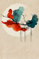 Japandi Forest Moon tapet