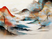 Japandi Wabi Sabi Forest wallpaper