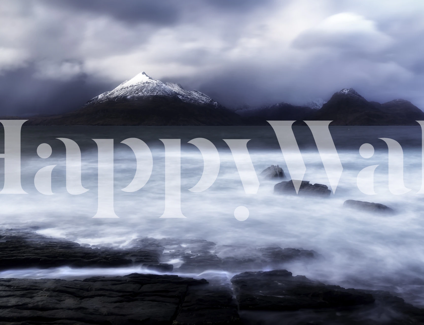 Fotomural vinílico tempestuoso de Elgol com céu nublado e mar turbulento