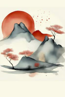 Japanese Sunrise Forest wallpaper