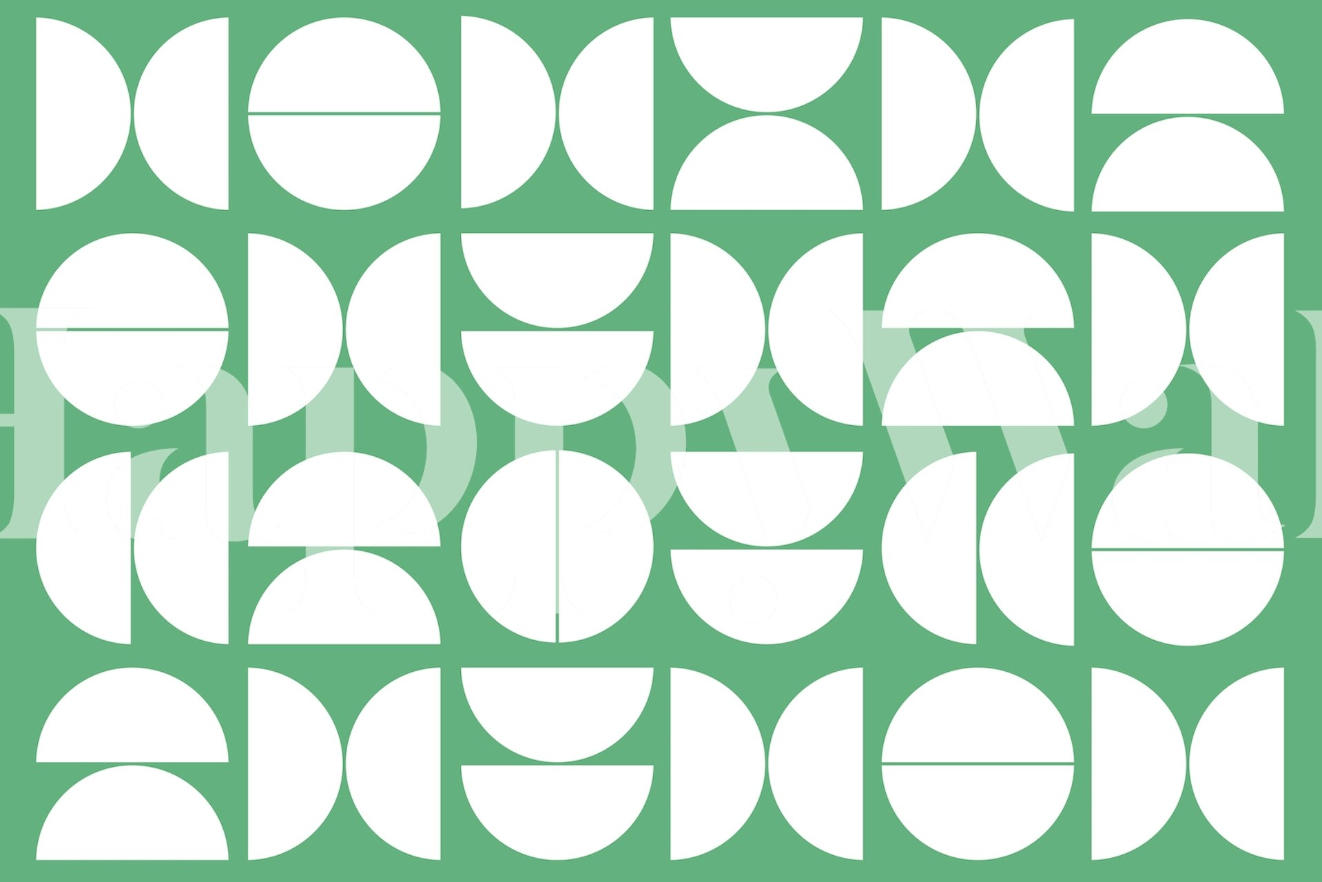 Geometric white shapes on green background wallpaper