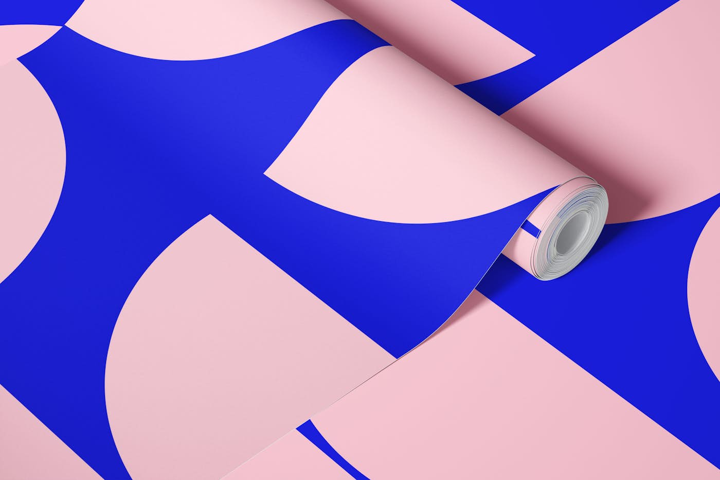 Blue Pink Mid-Century Modern Classic wallpaper roll