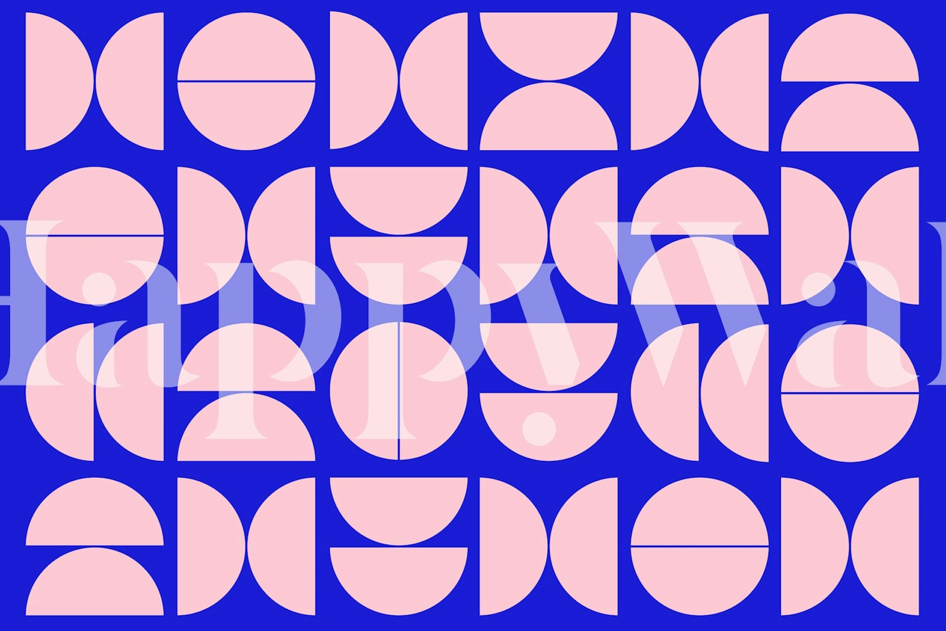 Geometric shapes in blue and pink colors mid-century modern wallpaper