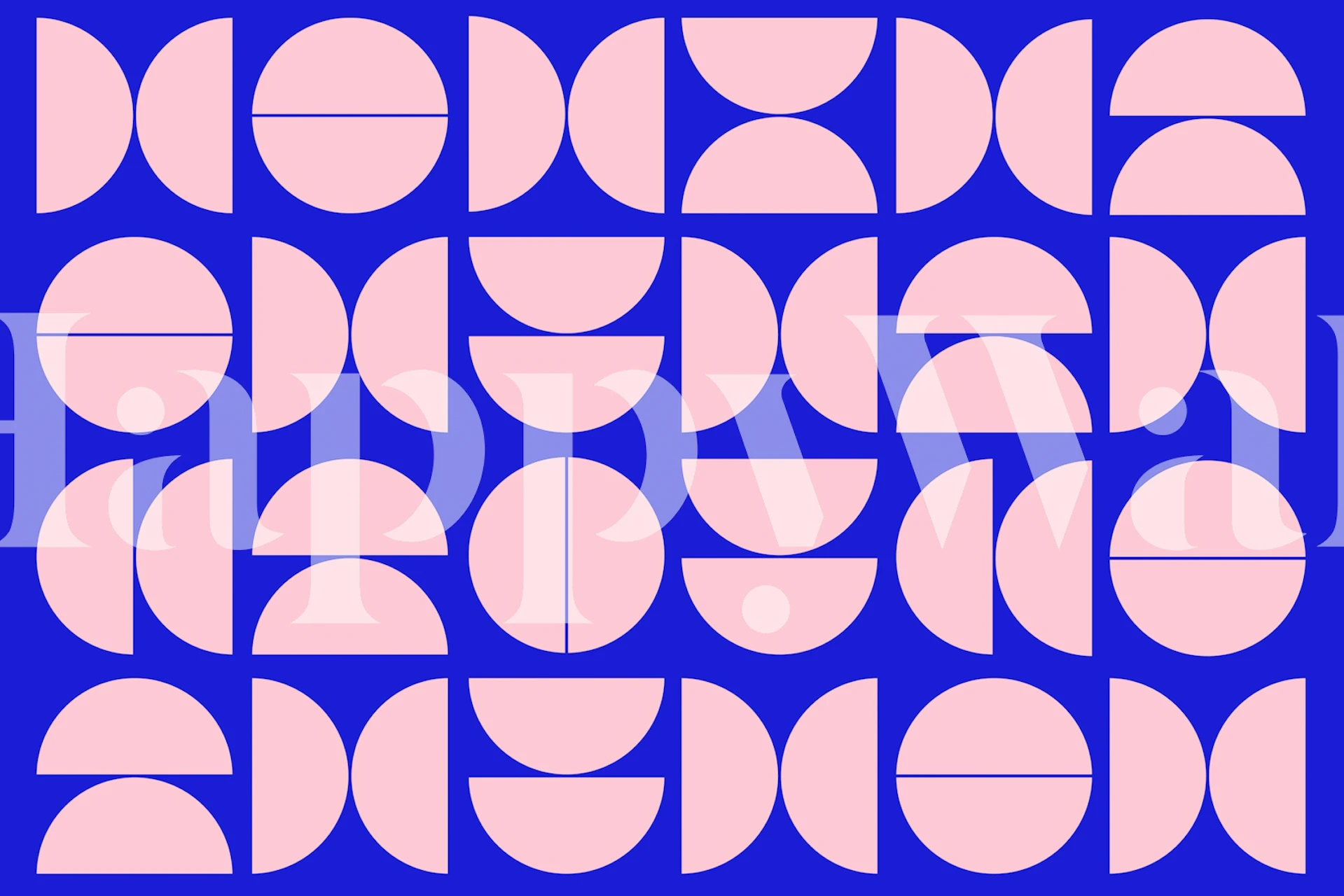 Sininen vaaleanpunainen vuosisadan puolivälin moderni geometrinen seinämaalaus