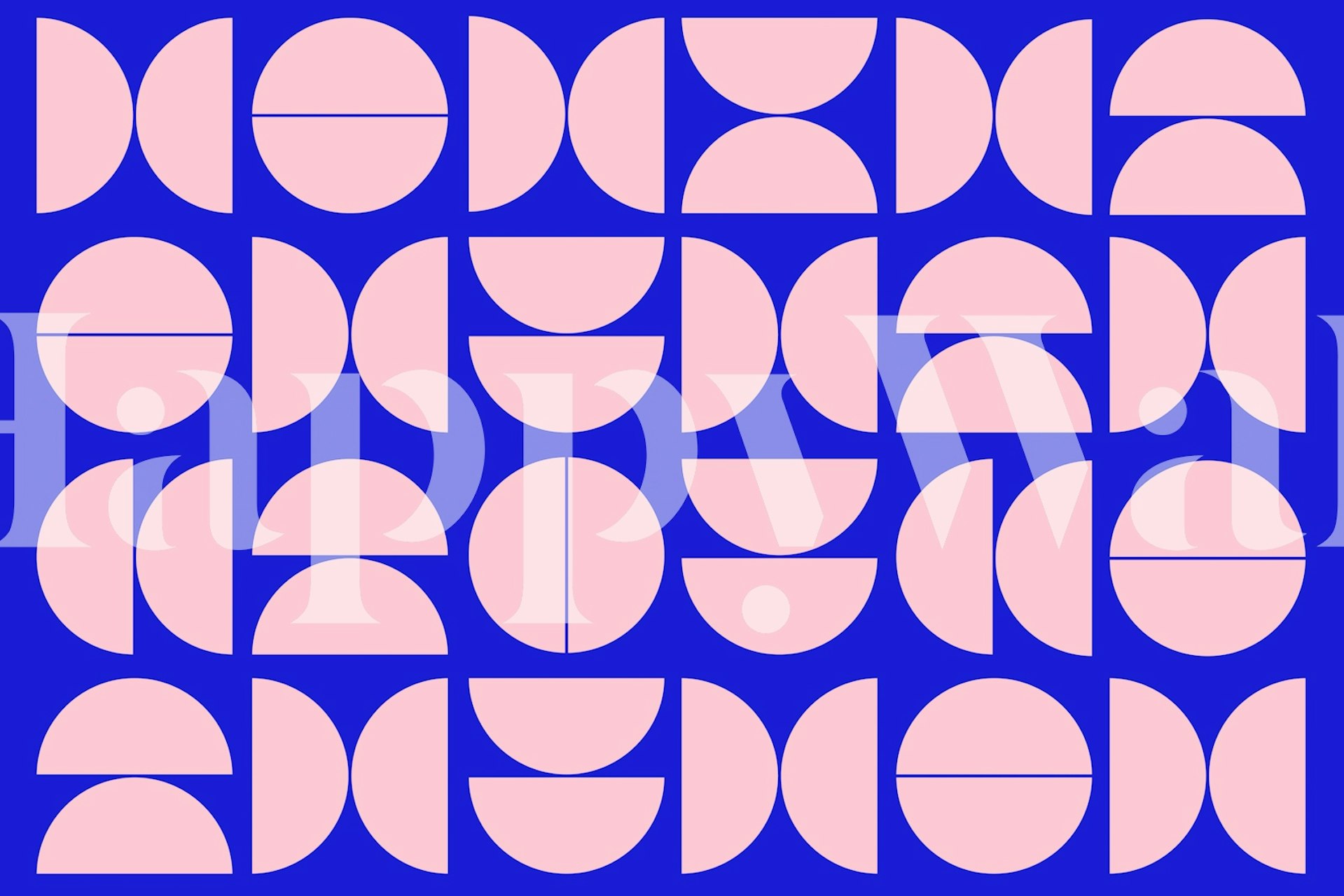Geometric shapes in blue and pink colors mid-century modern wallpaper