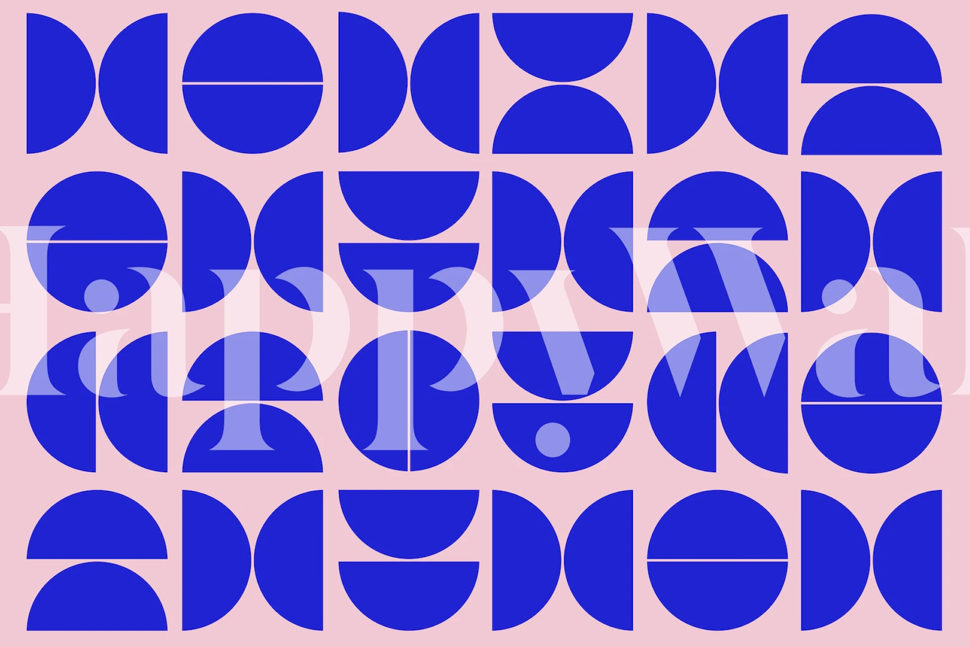Blue geometric patterns on pink background wallpaper