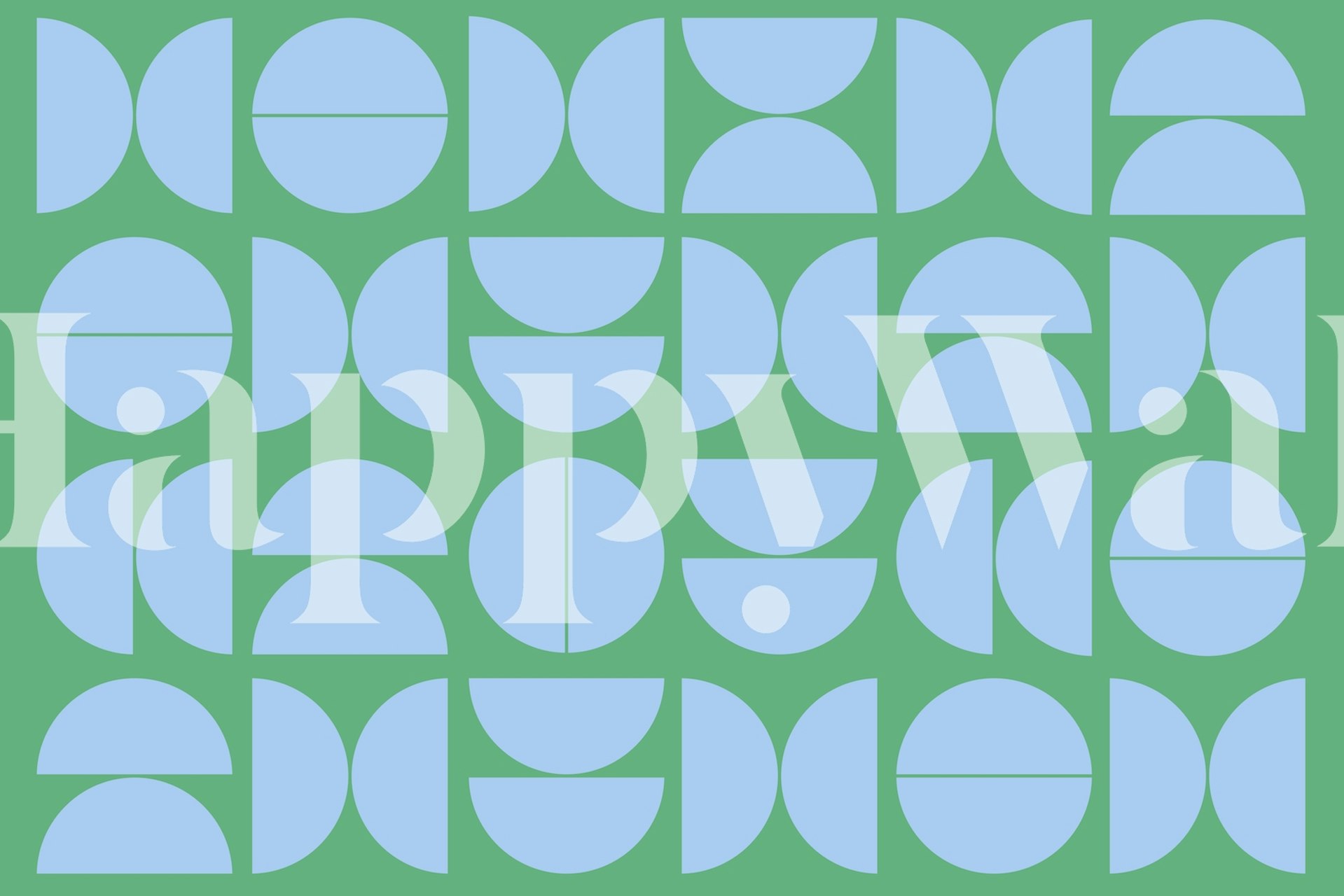 Geometric patterns in blue and green mid-century wallpaper