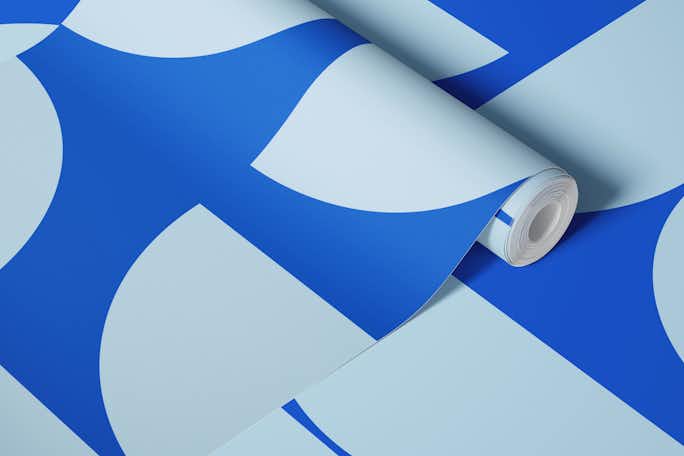Modern Blue Mid-Century Contemporary Geowallpaper roll