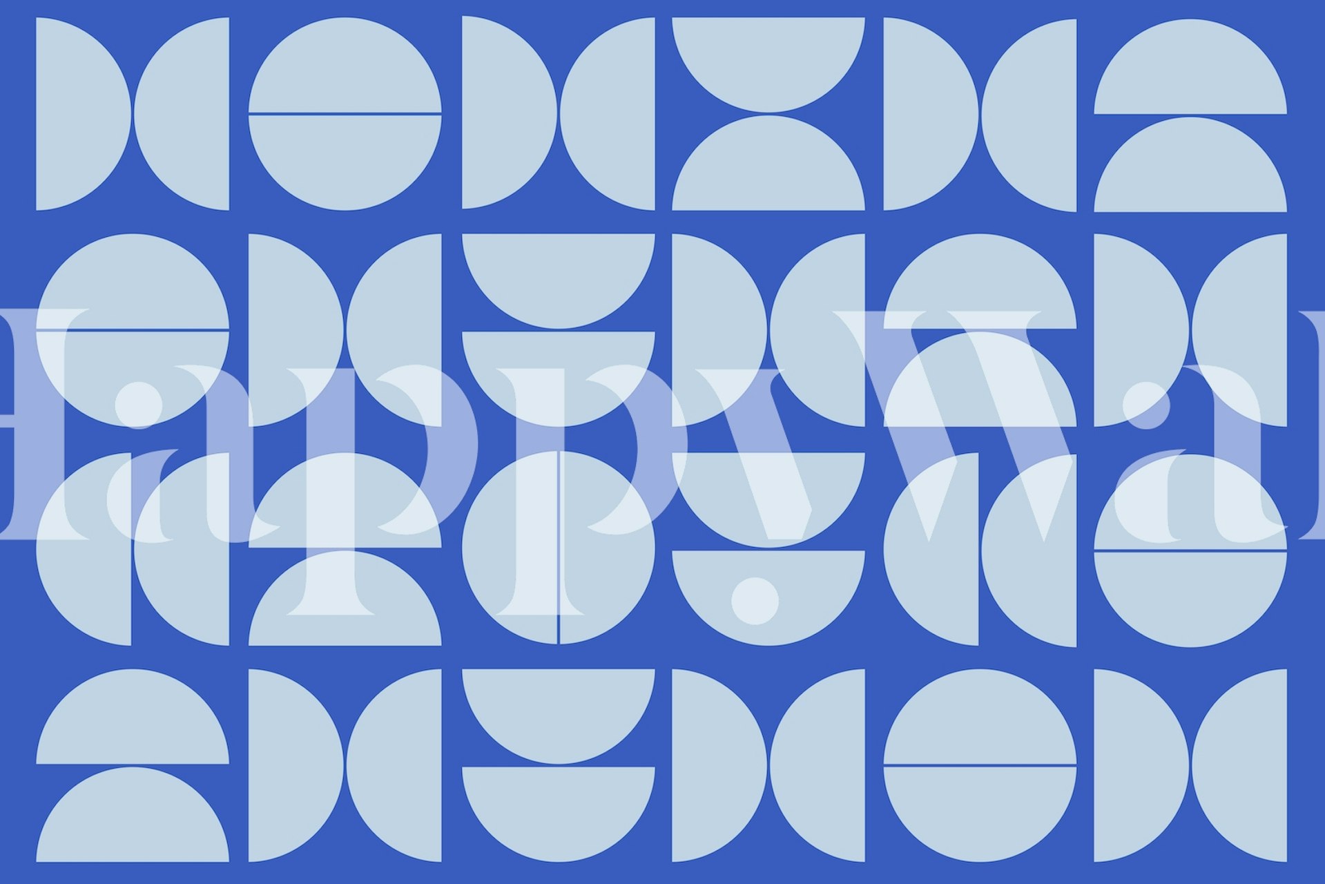 Modern blue geometric wallpaper in a room