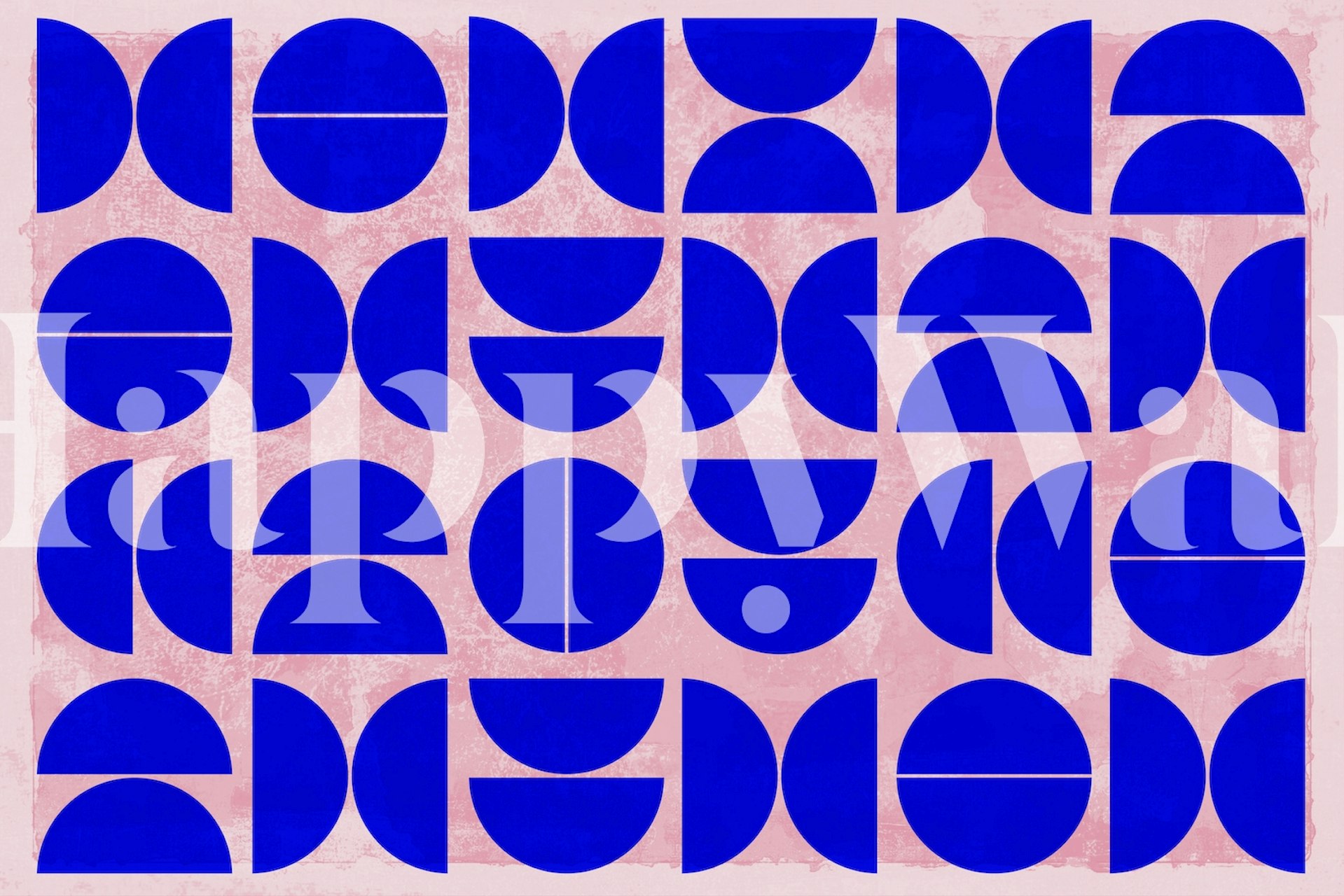 Abstract blauwe geometrische vormen op een neutraal fotobehang voor een modern interieur