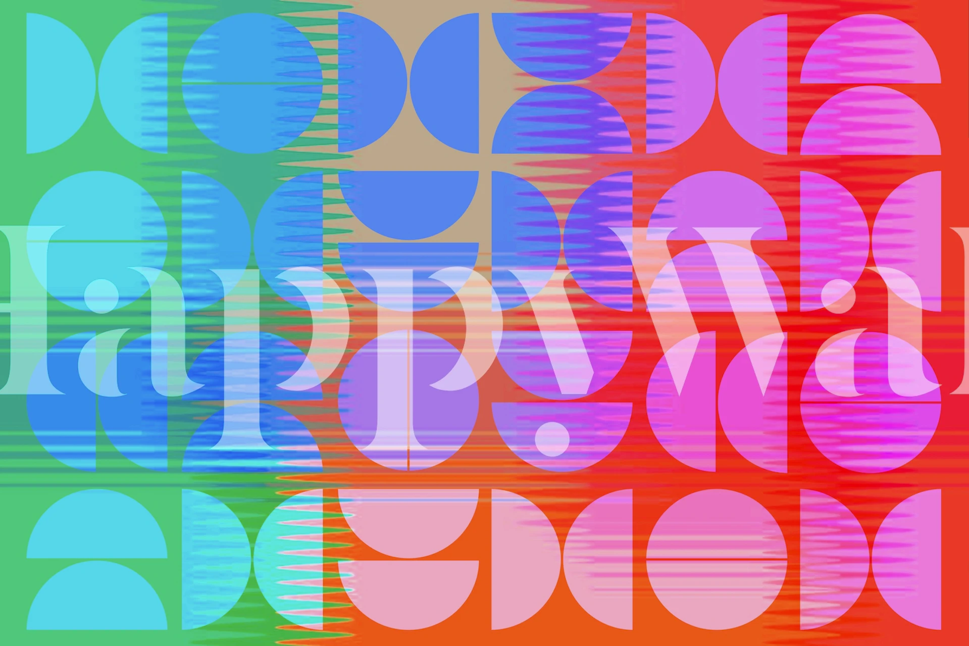 Colorful geometric shapes in blue, pink, and green wallpaper