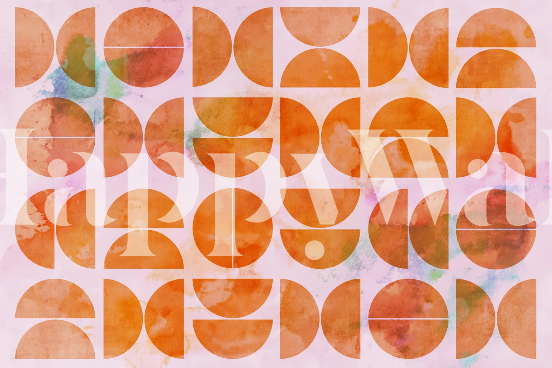 Geometrische mid-century Tapete in einem Raum