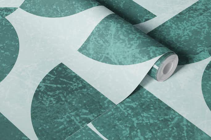 Modern Green Mid-Century Contemporary Geowallpaper roll
