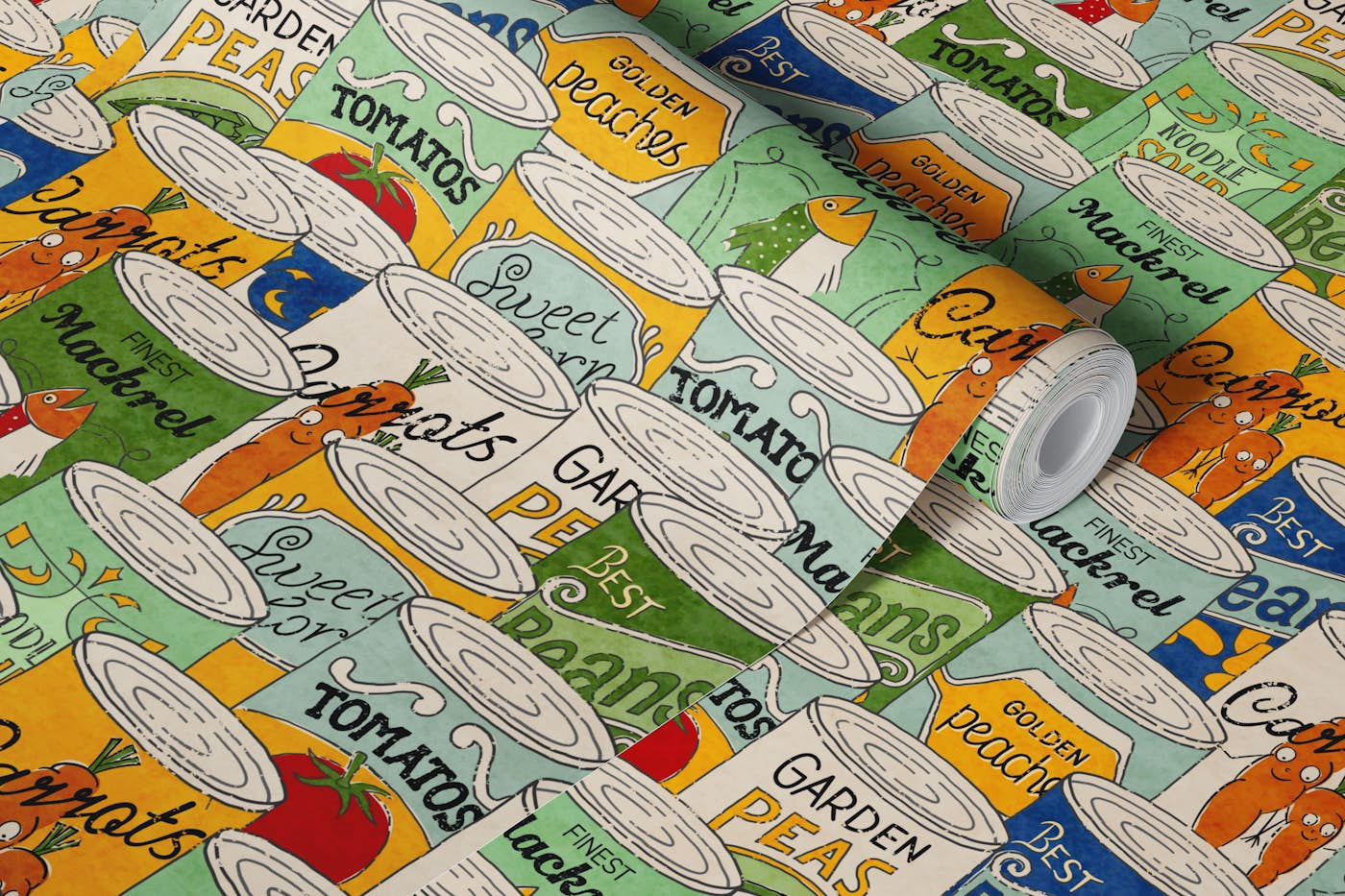 Endless canned food big wallpaper roll