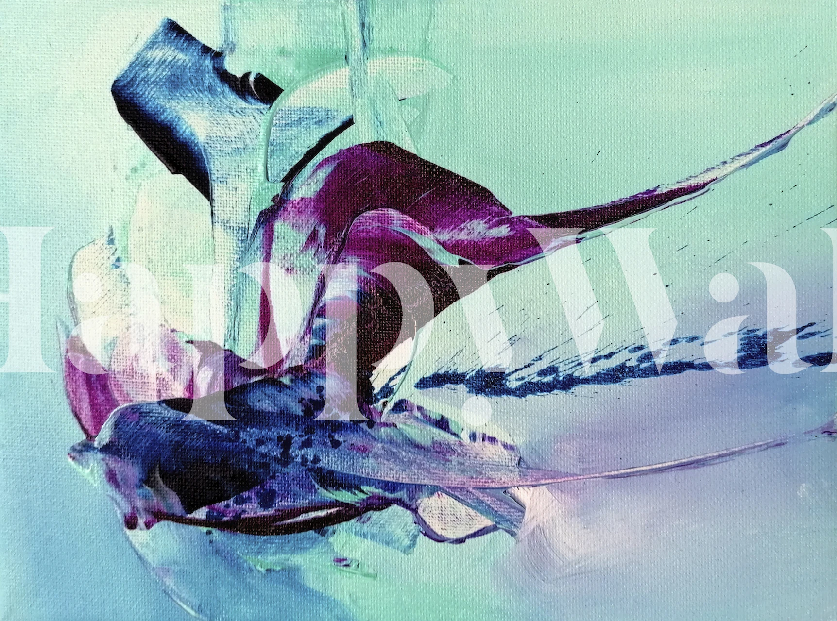 Abstract wallpaper featuring blue and purple hues with dynamic brush strokes