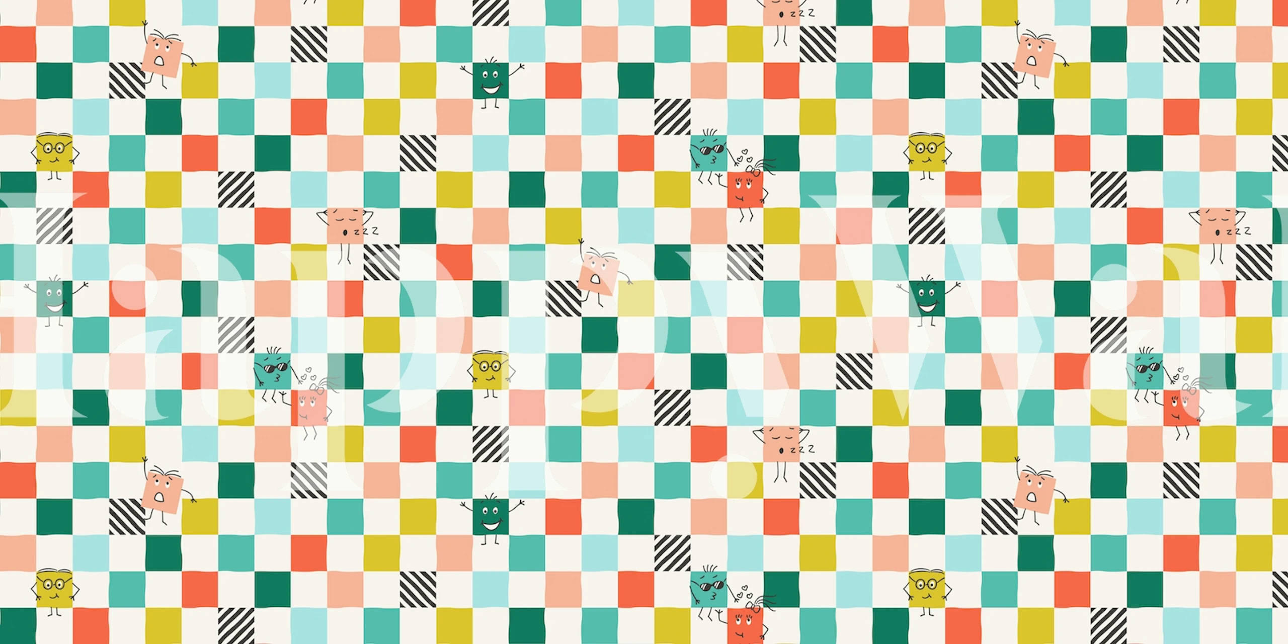 Happywall šareni zidni mural s kariranim uzorkom